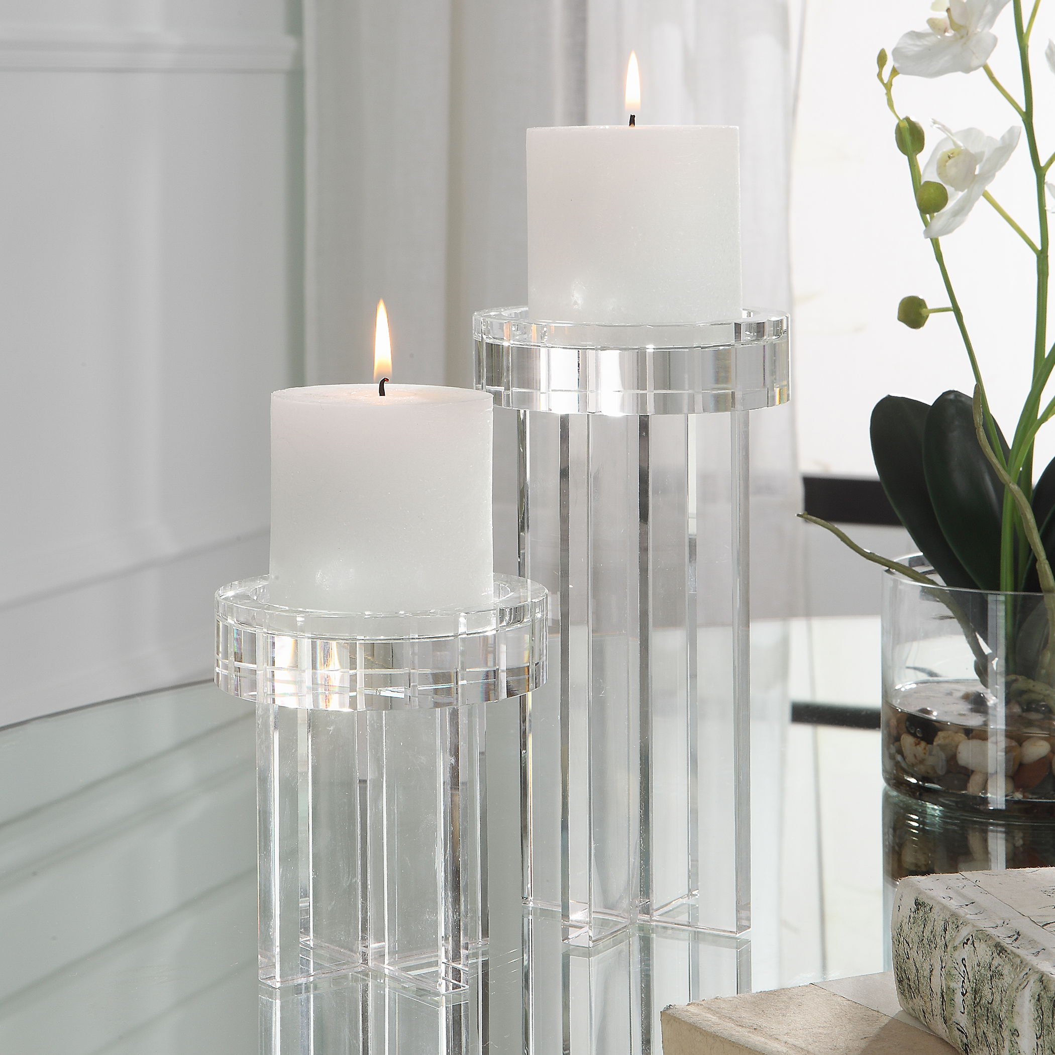 Crystal Pillar Candleholders, Set/2 large image 