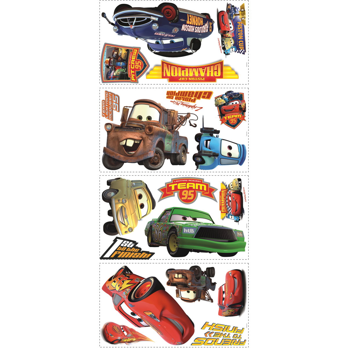 Cars - Piston Cup Champs Peel & Stick Wall Decal, by York Wall, 1'6" length x 10" width x 2.2" depth