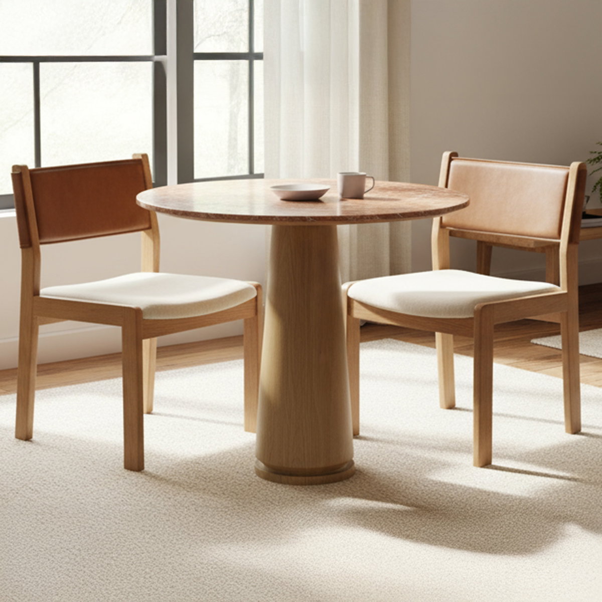 Carol Dining Chair Tan Leather Set Of Two, by Moe's Home, 21.6" width x 32" height x 19.5" depth View 8