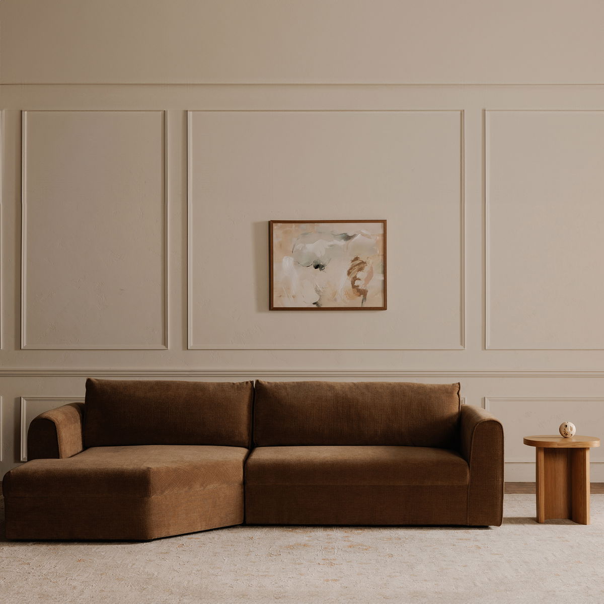 Madrid Left Sectional Taupe, Sectional Sofa by Moe's Home, 112" width x 33.5" height x 65" depth View 11