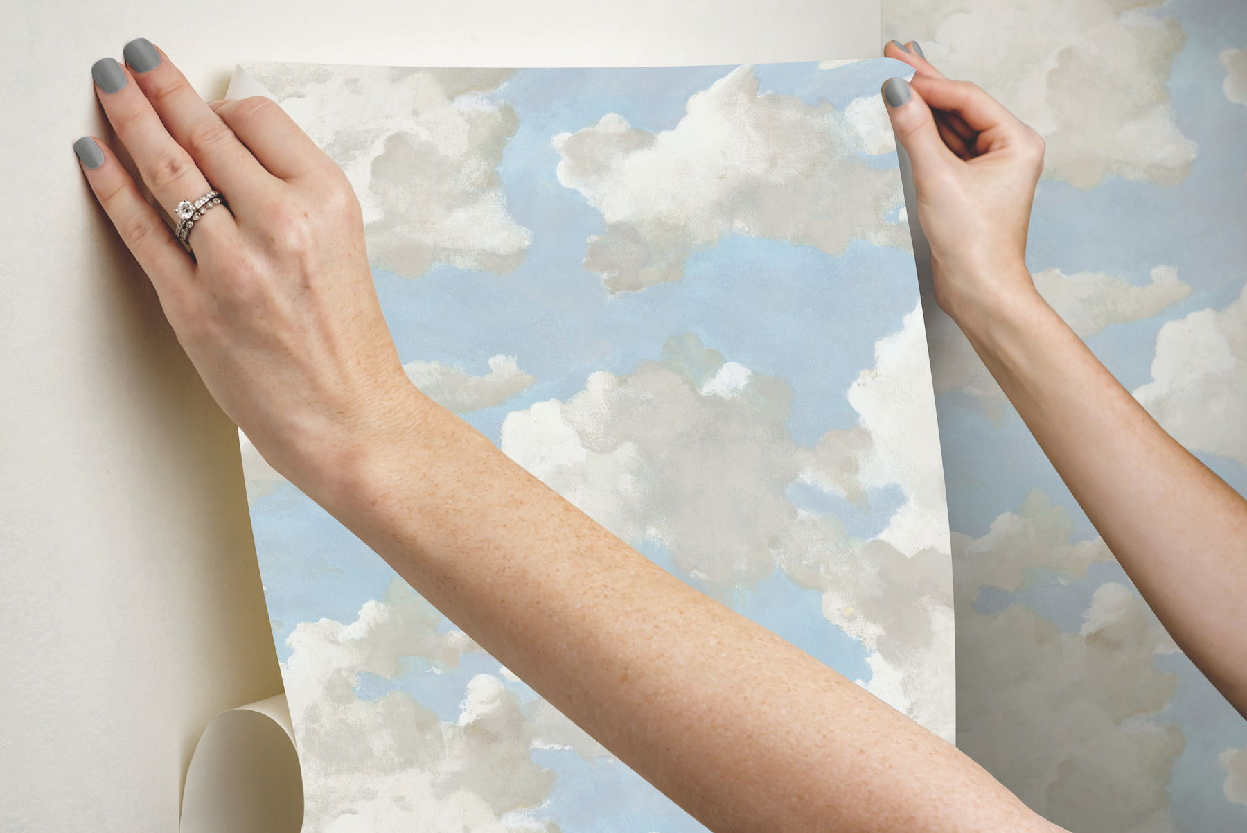 Clouds on Canvas Blue Peel & Stick Wallpaper large image 