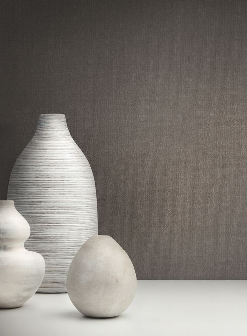 Panama Weave Brown Metallic Wallpaper