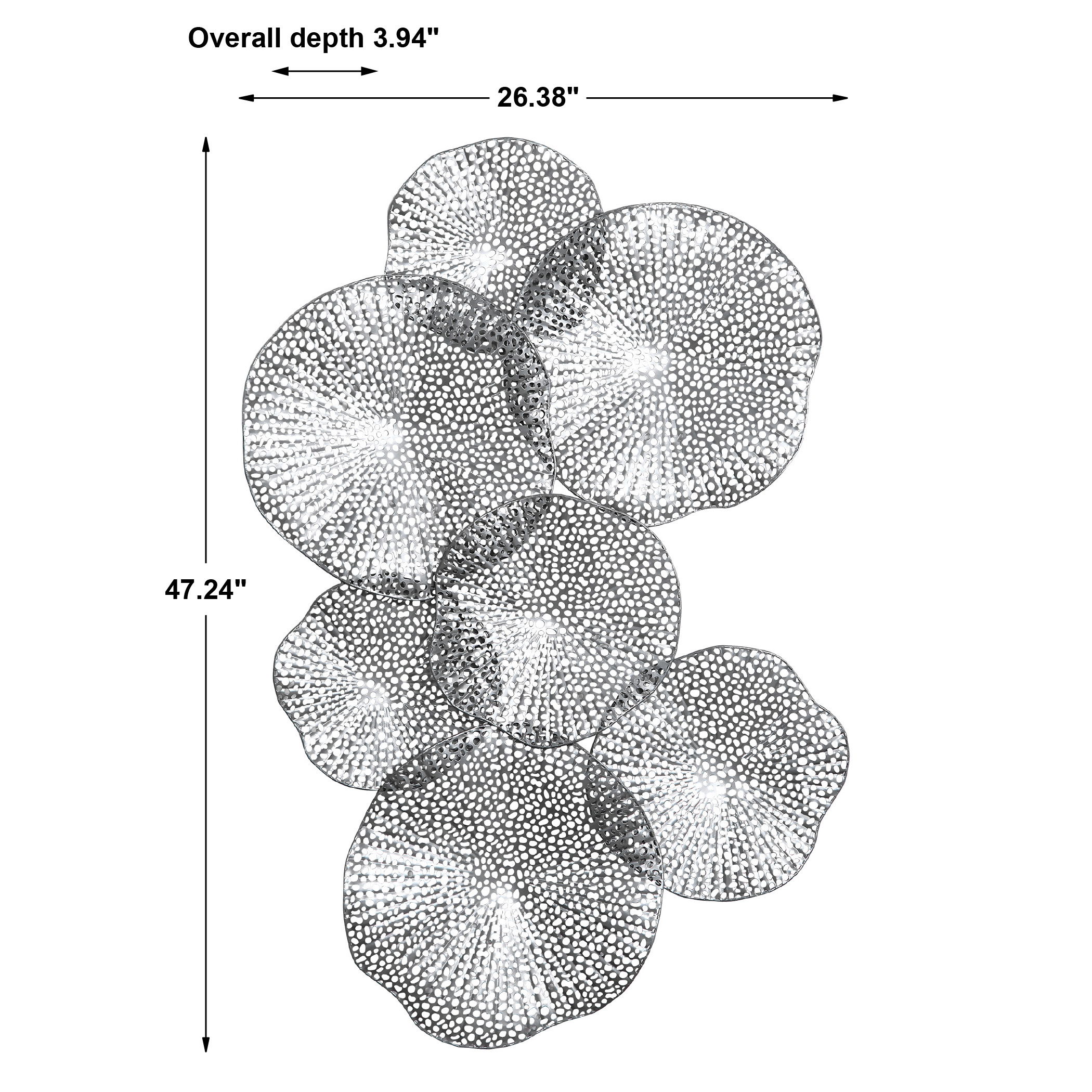 Ripley Pewter Metal Wall Art, Sculptural Wall Art by Uttermost, 47" width x 31" height x 3" depth View 3