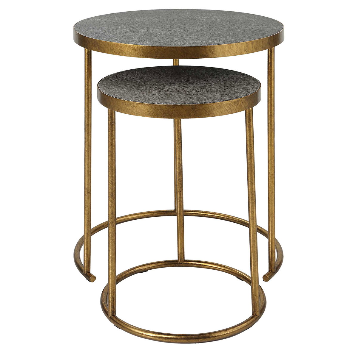 Aragon Brass Nesting Tables Set/2, Coffee Table by Uttermost, 19.5" width x 24" height x 19.5" depth View 4