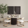Hollyfield Curved Back Dining Arm Chair | Cream Fabric with Gold Iron, Dining Chair by Mercana, 20.5" length x 21.3" width x 29.5" height thumbnail 2