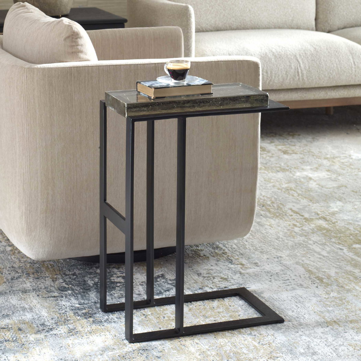 Soma Black Accent Table, Side & End Table by Uttermost, 18.1" width x 25.5" height x 11" depth View 4