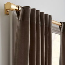 Online Designer Living Room Cotton Velvet Curtain with Blackout, 48"x108", Mocha, Set of 2