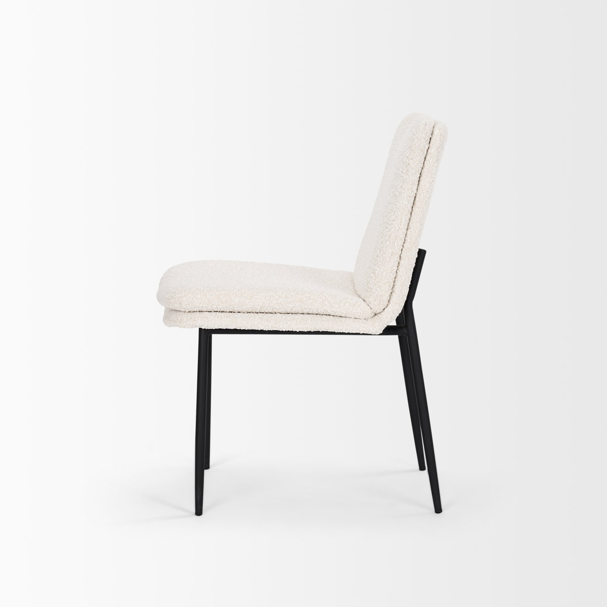 Eve Curved Back Dining Side Chair | Cream Boucle with Black Metal, Dining Chair by Mercana, 24.5" length x 19.5" width x 33.5" height View 7