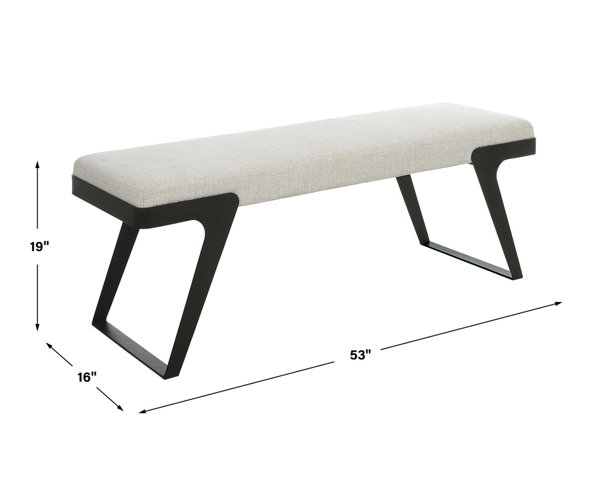 Hover Modern Bench, Furniture by Uttermost, 53" width x 19" height x 16" depth View 3