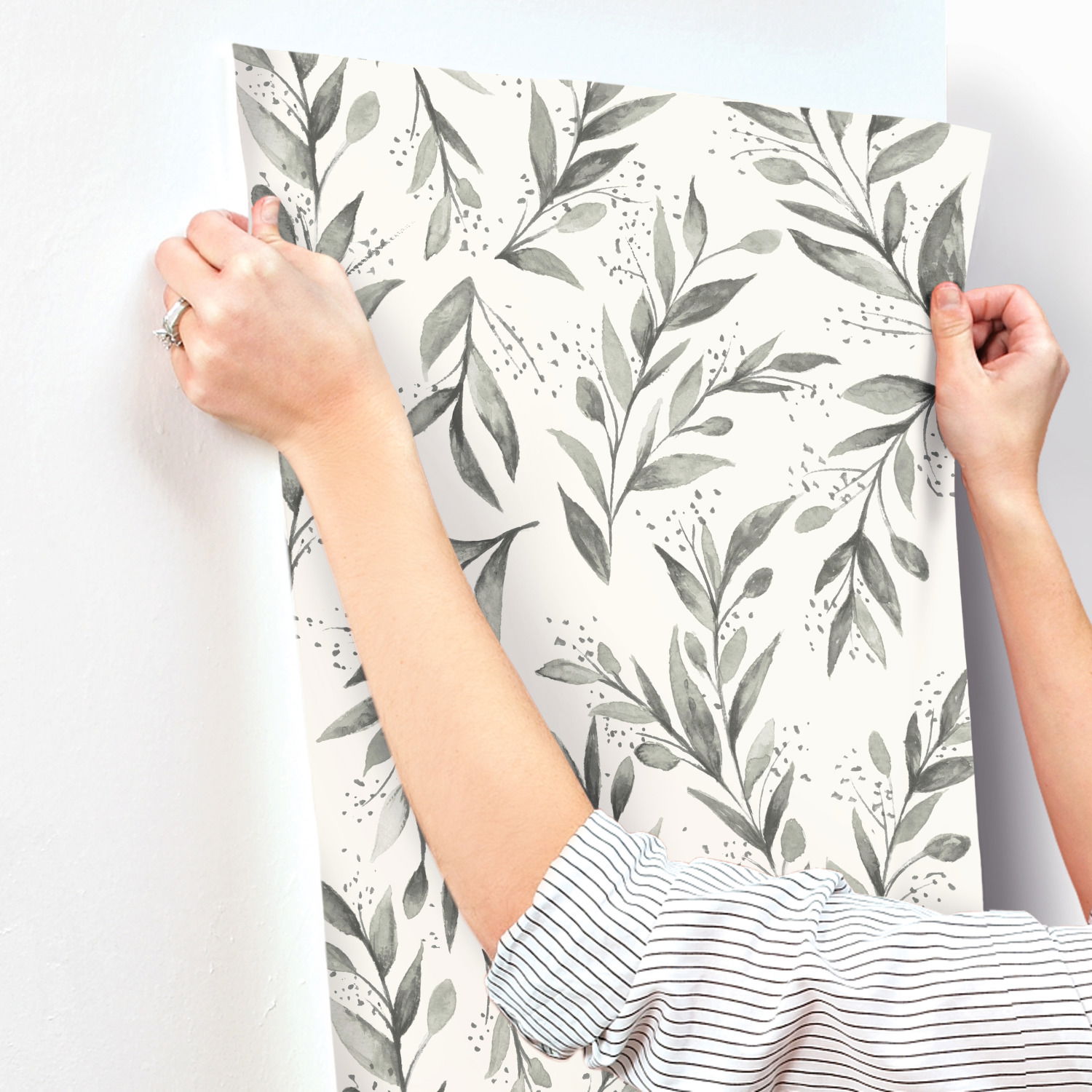 Olive Branch Charcoal Wallpaper large image 