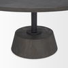 Maxwell 34L x 34W x 16H Dark Brown Wood with Black Metal Pedestal Base Round Coffee Table thumbnail 8