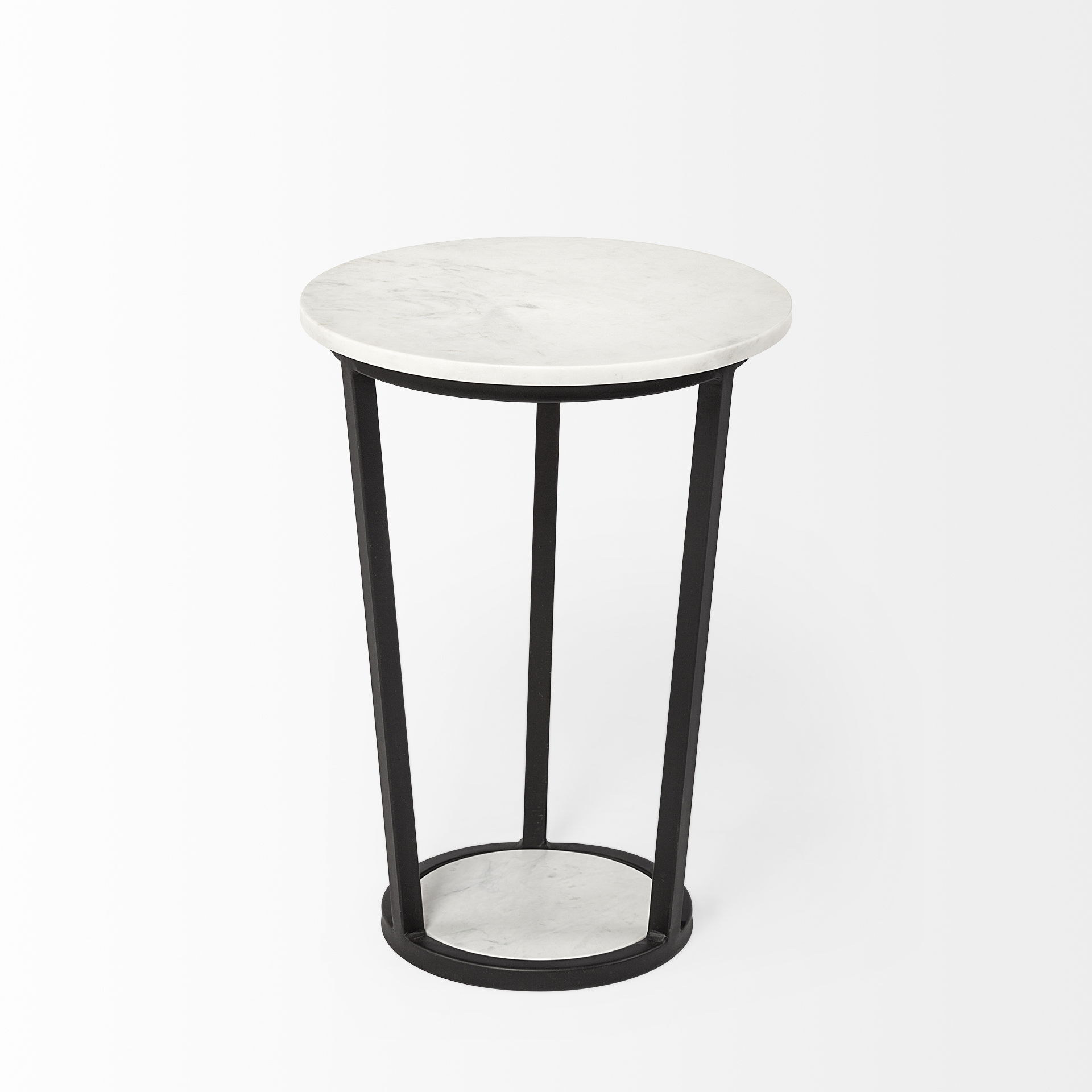 Bombola I (Small) 15L x 15W White Round Marble Top with Black Metal Frame Accent Table large image 