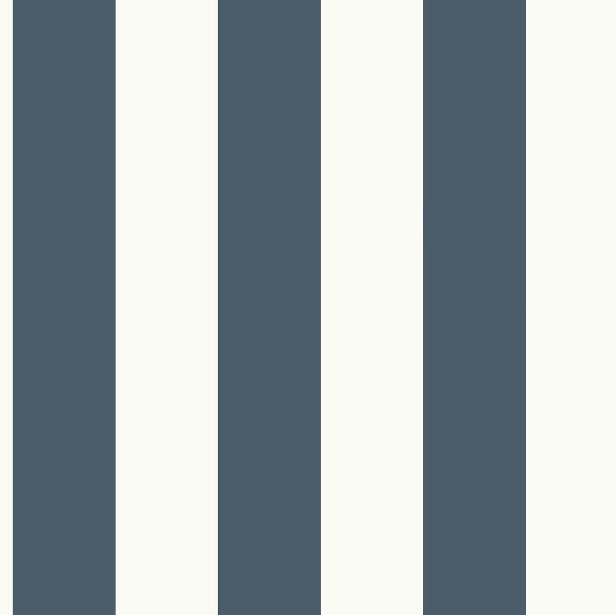 Awning Stripe Blue & White Wallpaper, by York Wall, 33' length x 1'8.5" width x 0.02" depth View 1