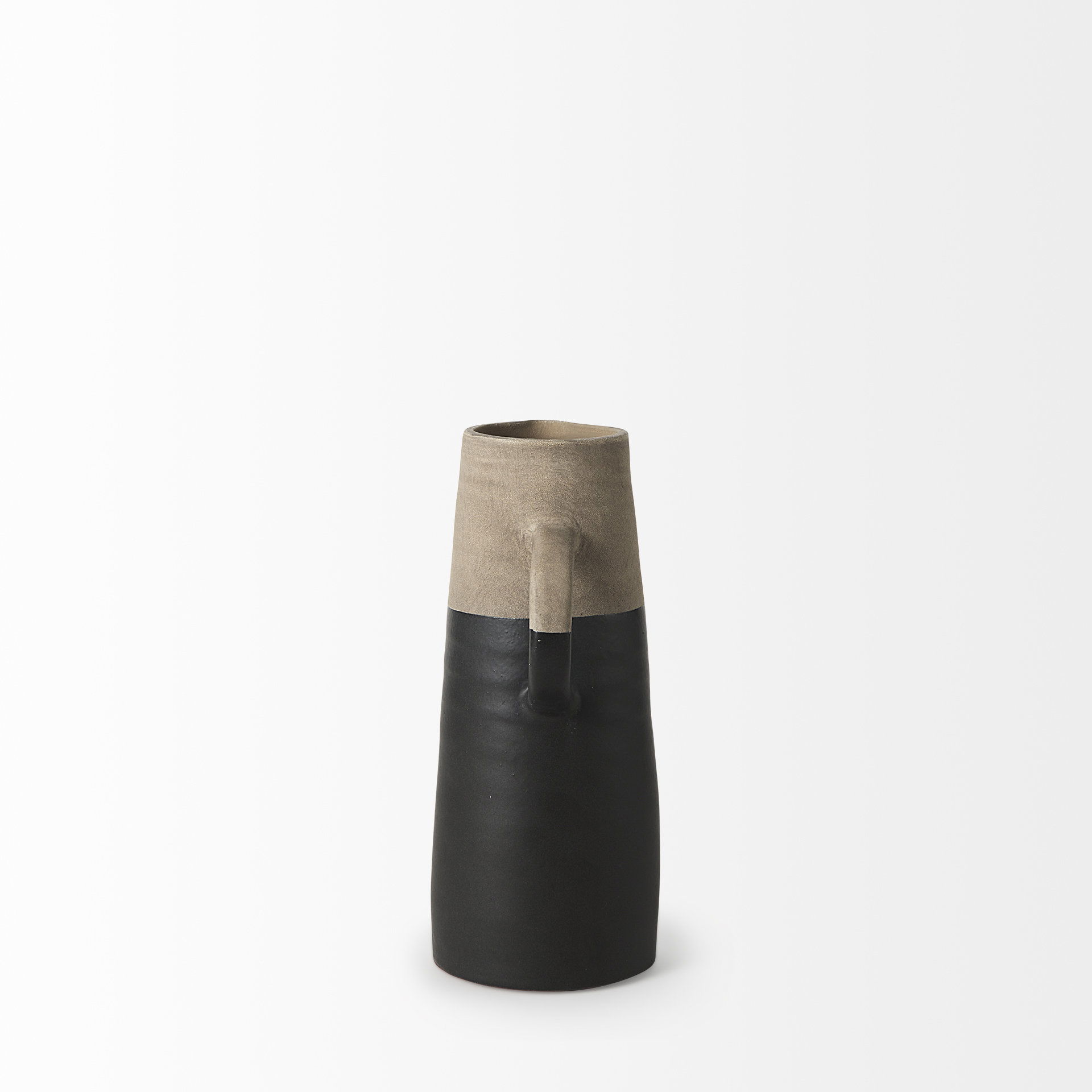Garand Small 13H Two-Toned Black/Natural Ceramic Jug large image 