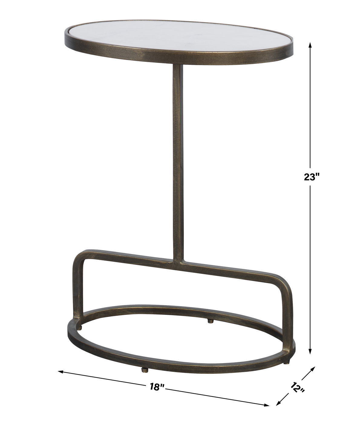 Jessenia White Marble Accent Table, Side & End Table by Uttermost, 18" width x 23" height x 12" depth View 3