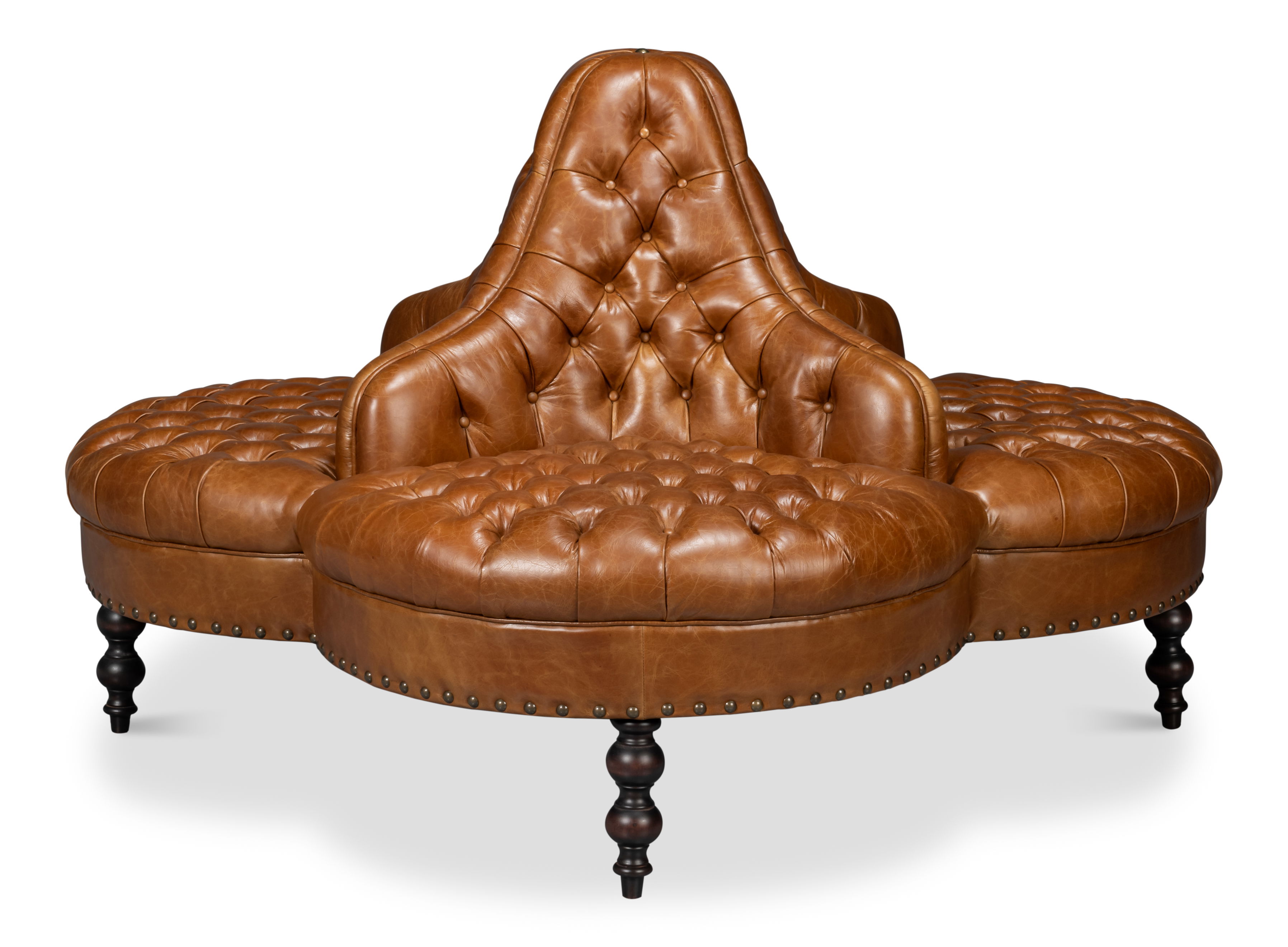 Lobby Sofa, Cuba Brown, Seating by Sarreid, 57" length x 57" width x 39" height View 1