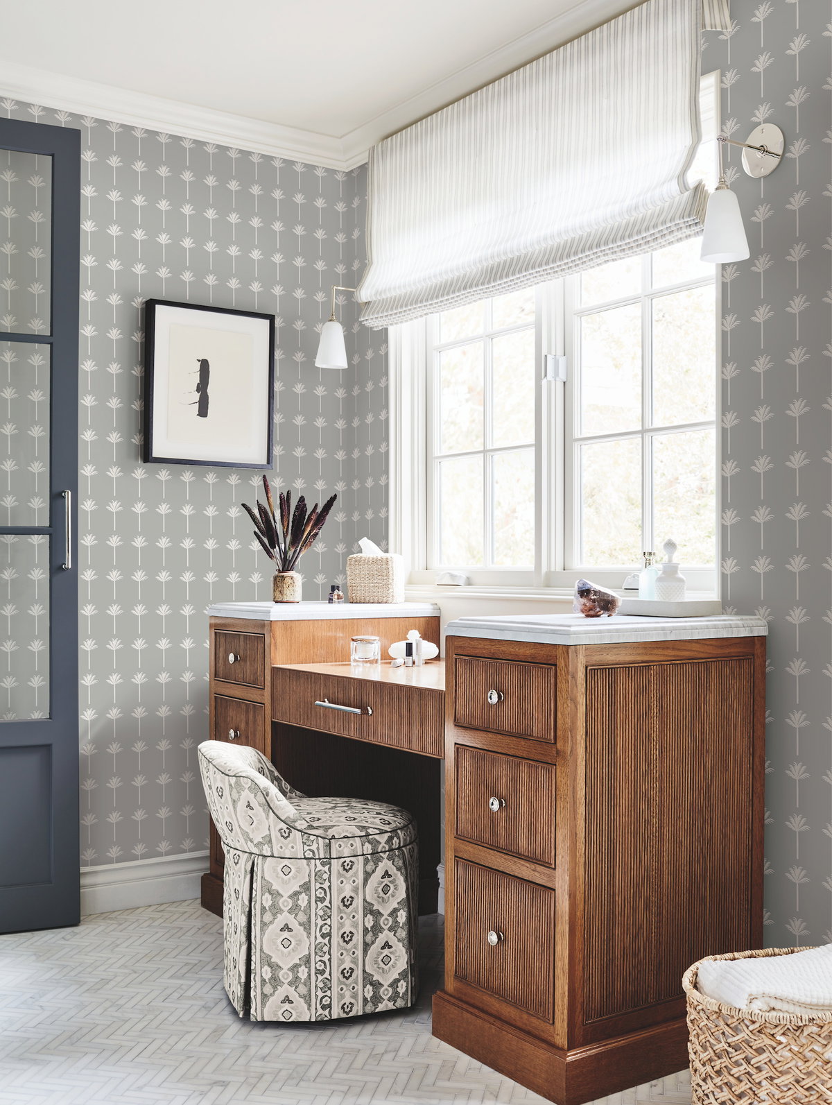 Palm Bay Grey Wallpaper, by York Wall, 33' length x 1'8.5" width x 0.02" depth View 2