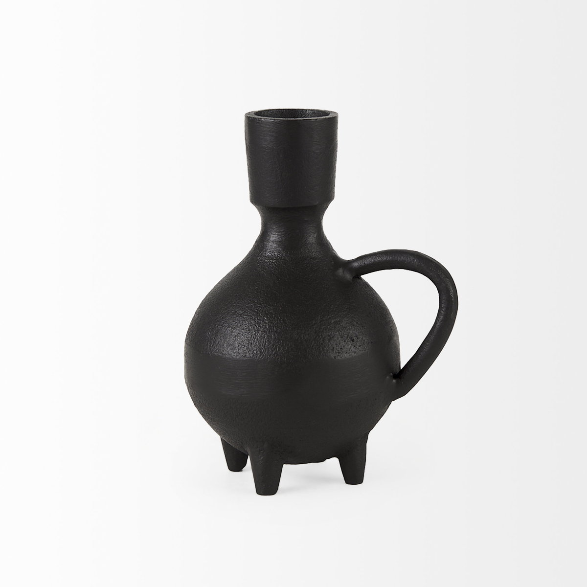 Cyrus Black Spherical Vase with Flute Decorative Object, by Mercana, 5.12" length x 3.94" width x 7.48" height View 6
