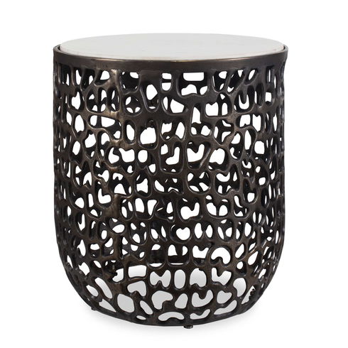 Sabena White Marble Outdoor Side Table