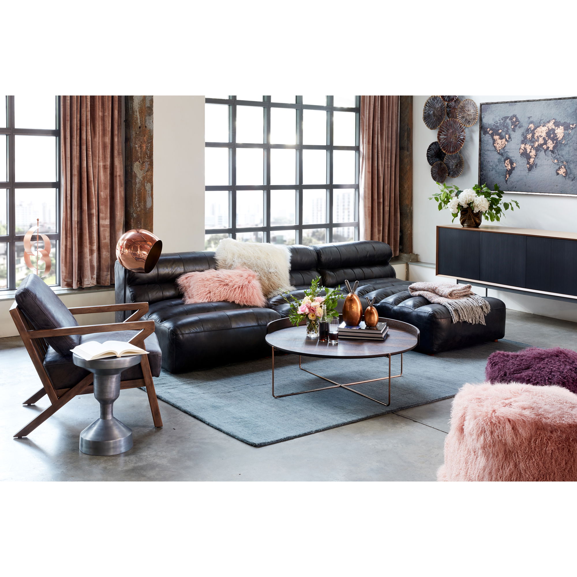 Ramsay Leather Slipper Chair Black large image 