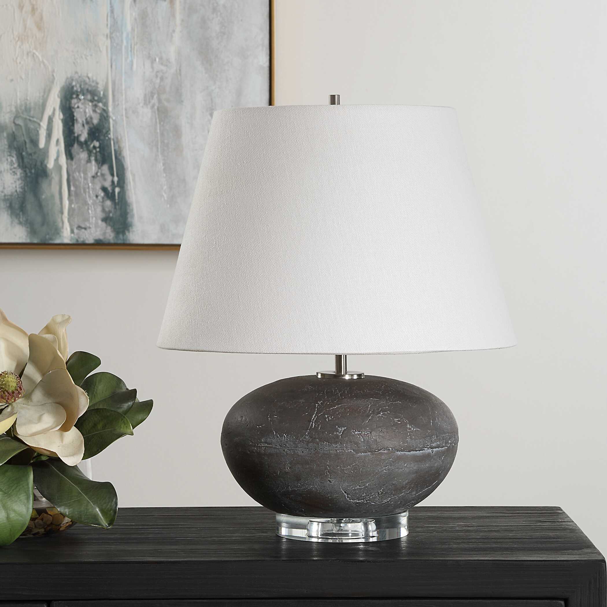 Beckley Gray Stone Table Lamp, by Uttermost, 15" width x 18.75" height x 15" depth View 4