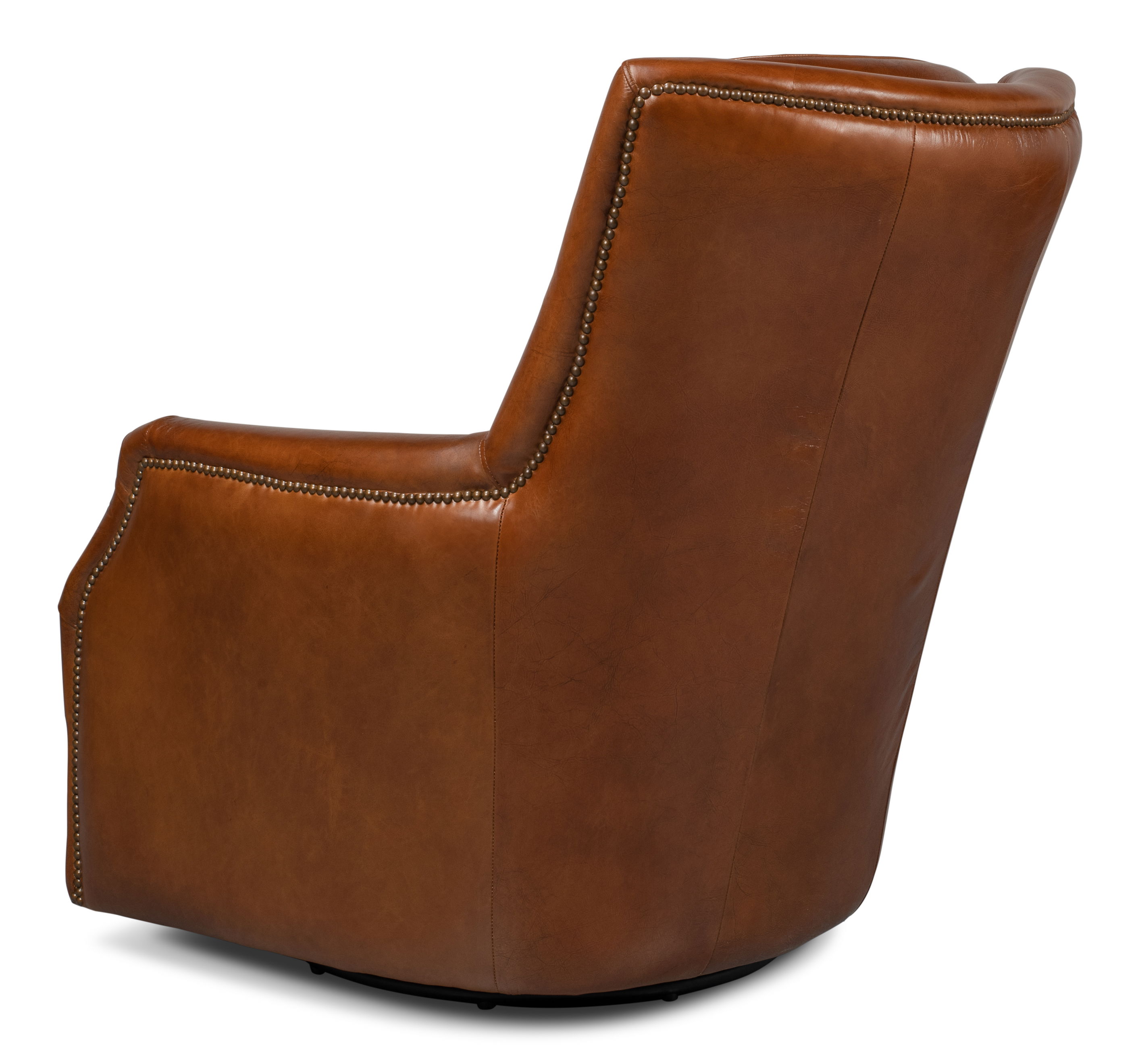 Baker Leather Swivel Chair,Havana Lthr large image 