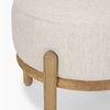 Gwynn Beige Fabric with Light Brown Wood Pouf, Ottoman by Mercana, 22.05" length x 22.05" width x 18.11" height thumbnail 6