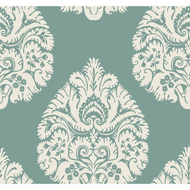Teardrop Damask Teal Wallpaper large image 