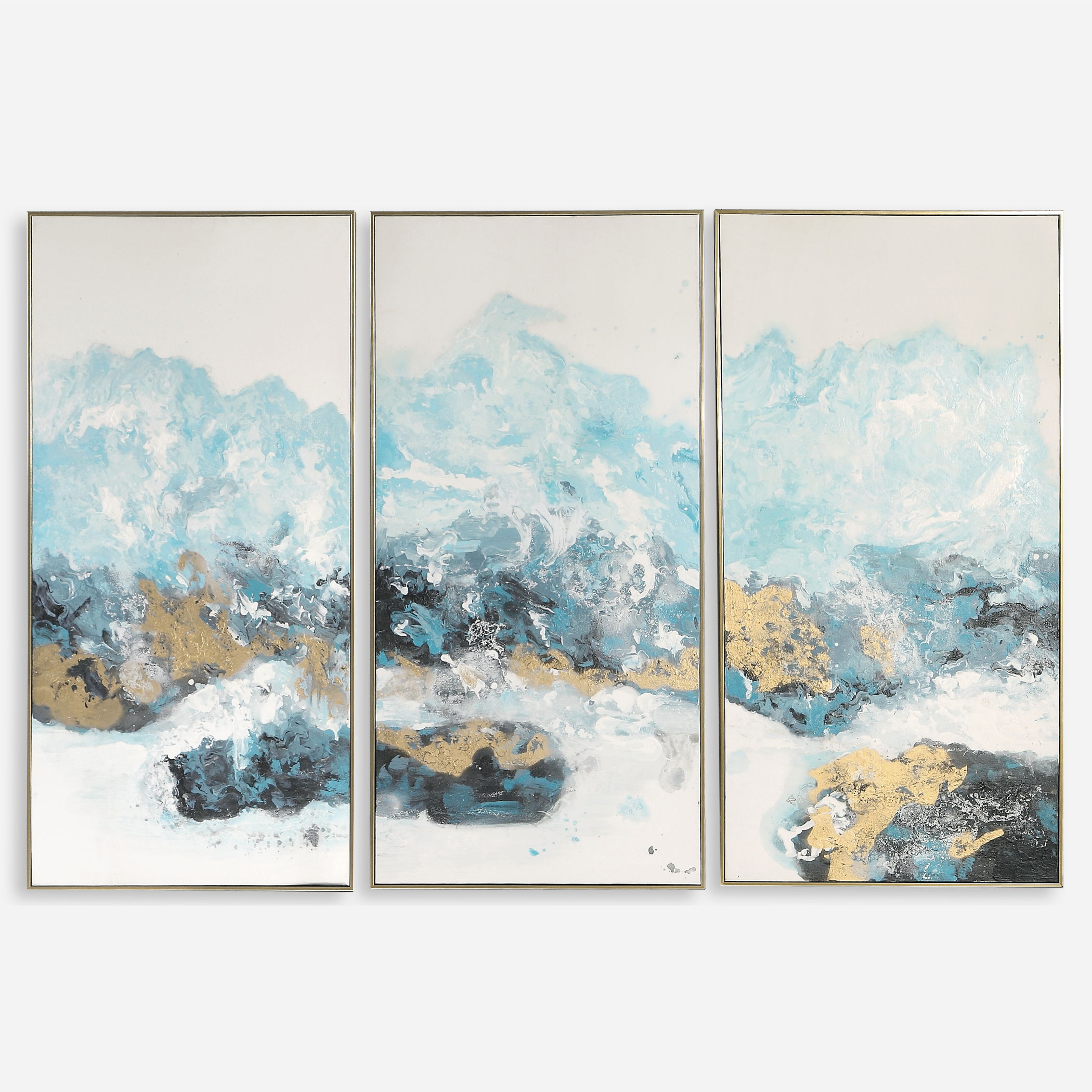 Crashing Waves Abstract Art Set/3, Painting by Uttermost, 24.25" width x 48" height x 2.12" depth View 1