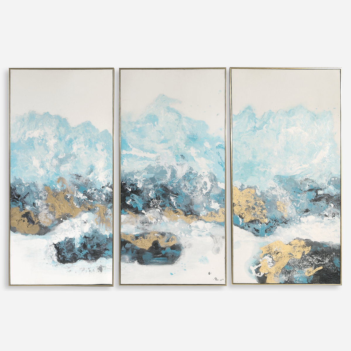 Crashing Waves Abstract Art Set/3, by Uttermost, 24.25" width x 48" height x 2.12" depth View 1