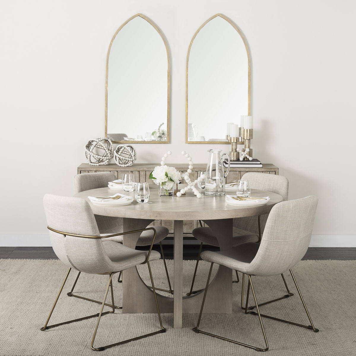 Liesl 54' Round Pedestal Dining Table | Modern | Gray Wood | Seats 6, by Mercana, 54" length x 54" width x 30" height View 6