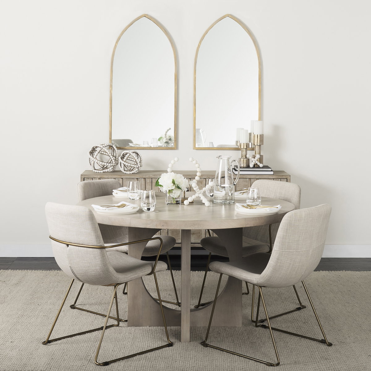 Liesl 54' Round Pedestal Dining Table | Modern | Gray Wood | Seats 6, by Mercana, 54" length x 54" width x 30" height View 6