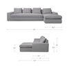 Thomas Right Sectional Grey, Sectional Sofa by Moe's Home, 125" width x 36" height x 41" depth thumbnail 10