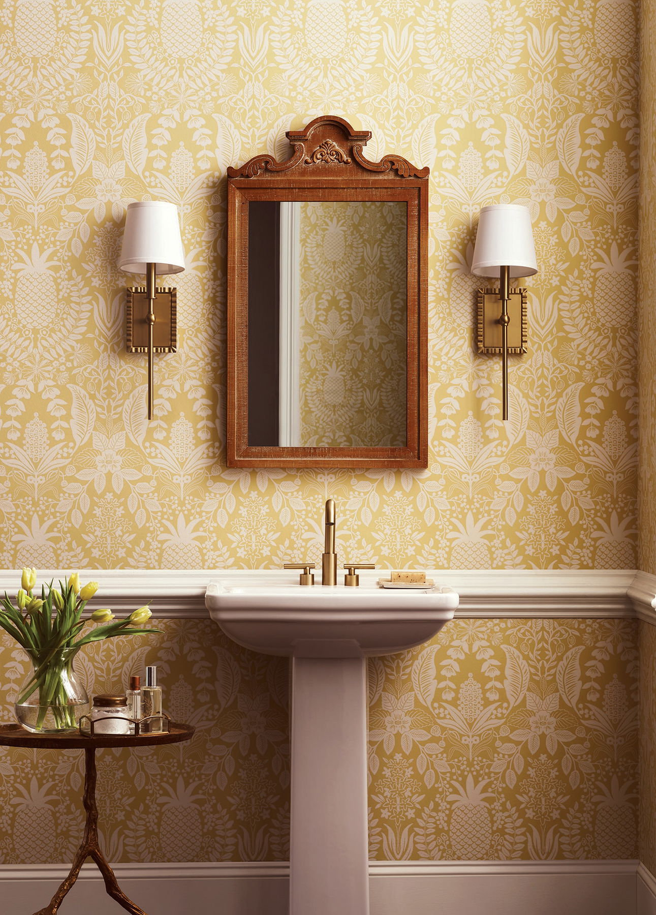 Pineapple Damask Yellow Wallpaper large image 