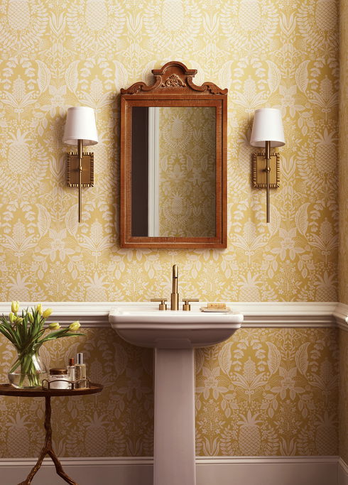 Pineapple Damask Yellow Wallpaper