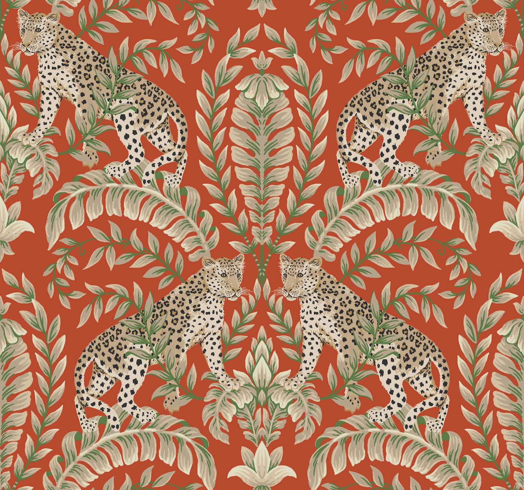 Jungle Leopard Orange Wallpaper large image 