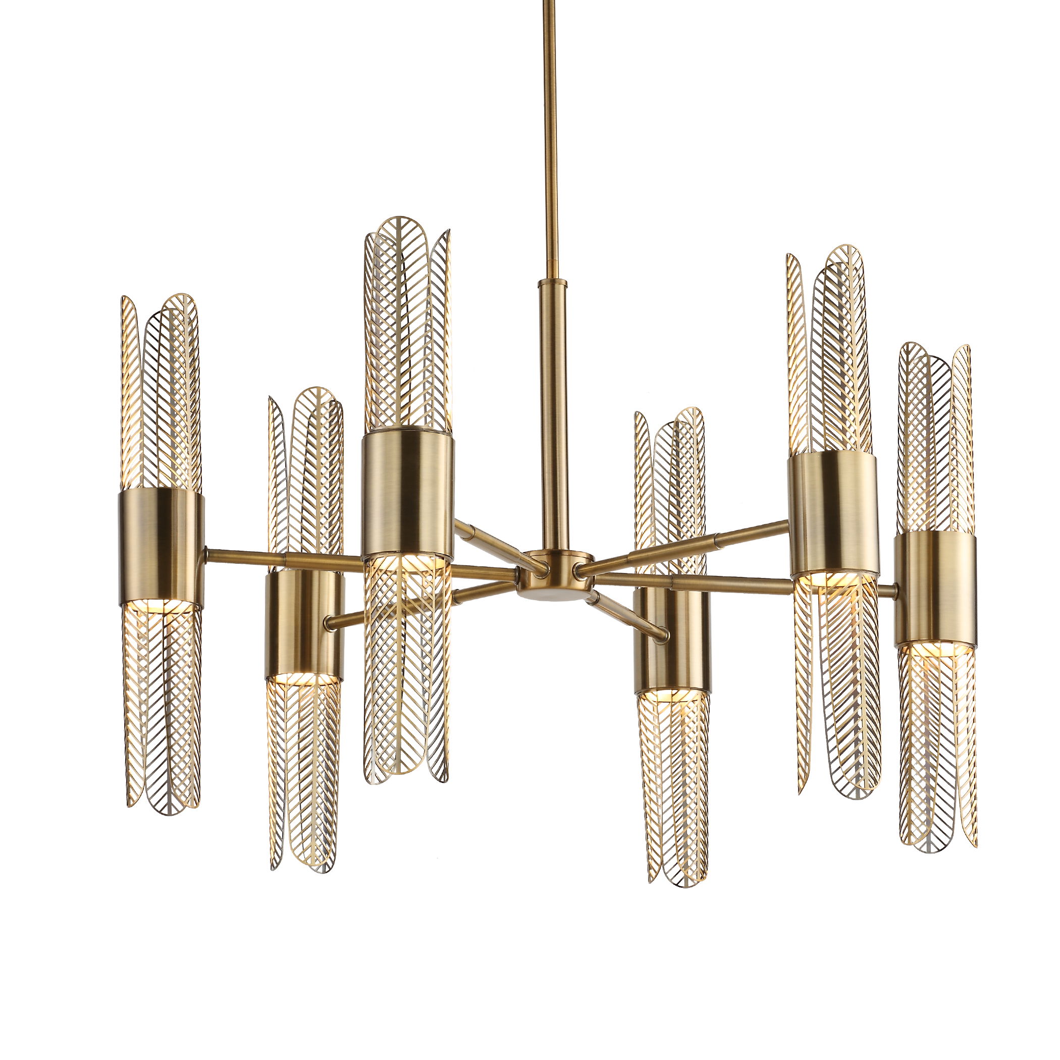Cret 12 Light Brass Chandelier, Ceiling Light by Uttermost, 31" width x 20.62" height x 31" diameter x 31" depth View 9
