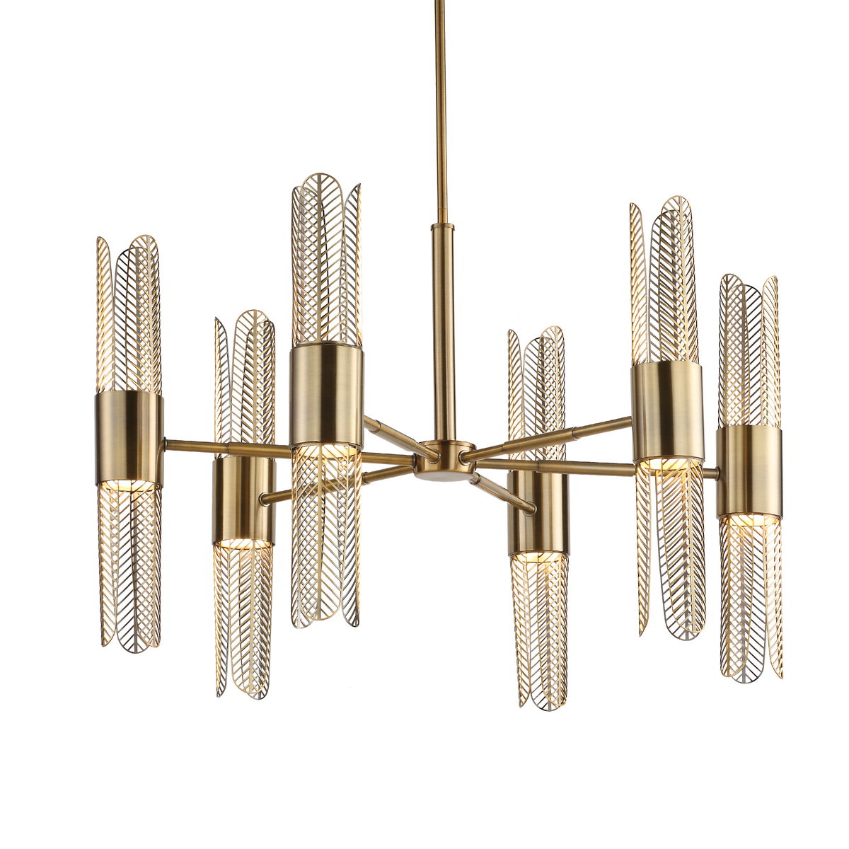 Cret 12 Light Brass Chandelier, by Uttermost, 31" width x 20.62" height x 31" diameter x 31" depth View 9