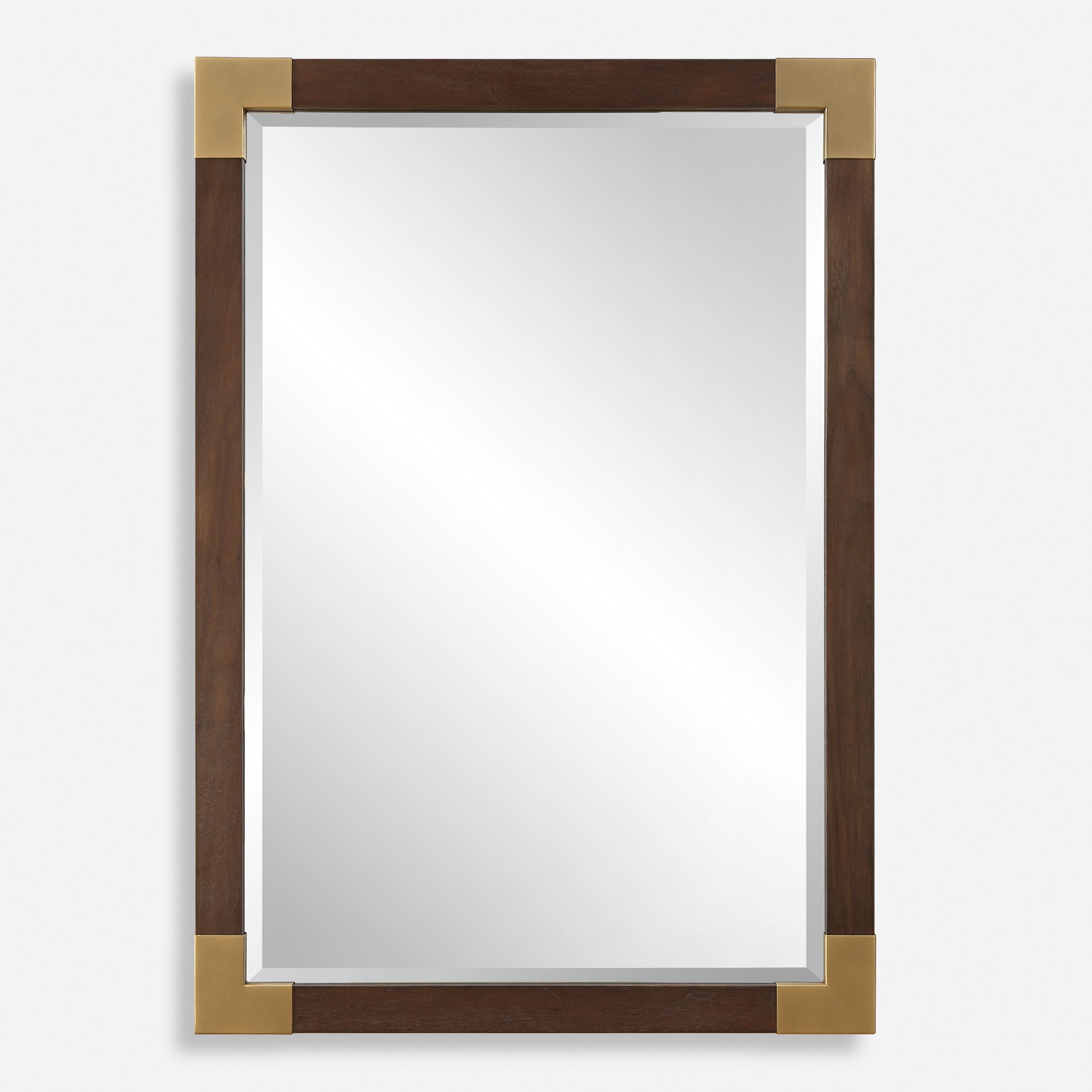 Rhea Walnut Mirror, by Uttermost, 27.5" width x 39.37" height x 1.62" depth View 1