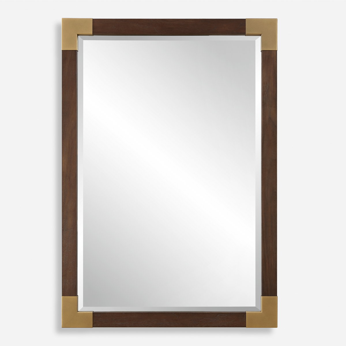 Rhea Walnut Mirror, by Uttermost, 27.5" width x 39.37" height x 1.62" depth View 1
