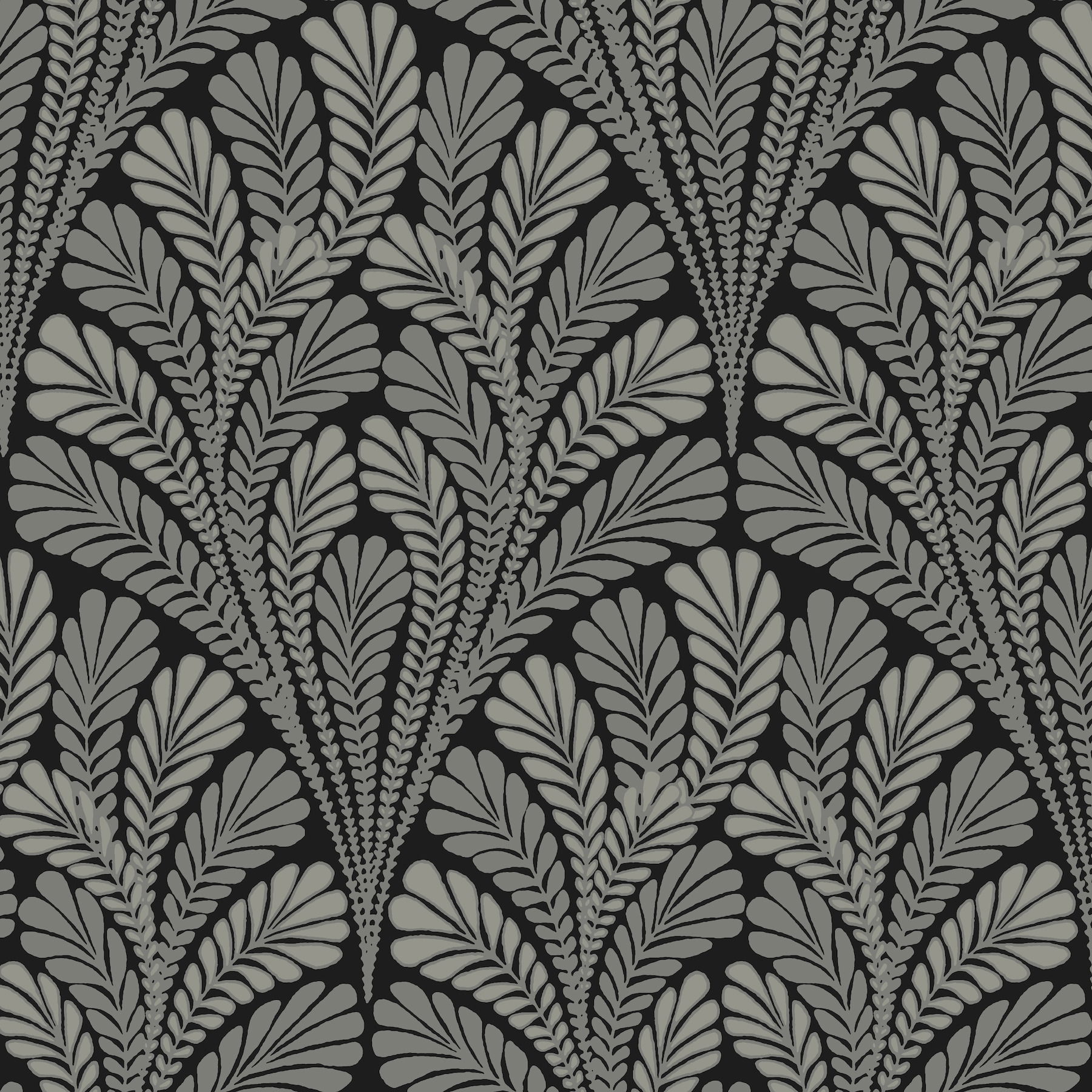 Shell Damask Black Wallpaper, by York Wall, 33' length x 1'8.5" width x 0.02" depth View 1