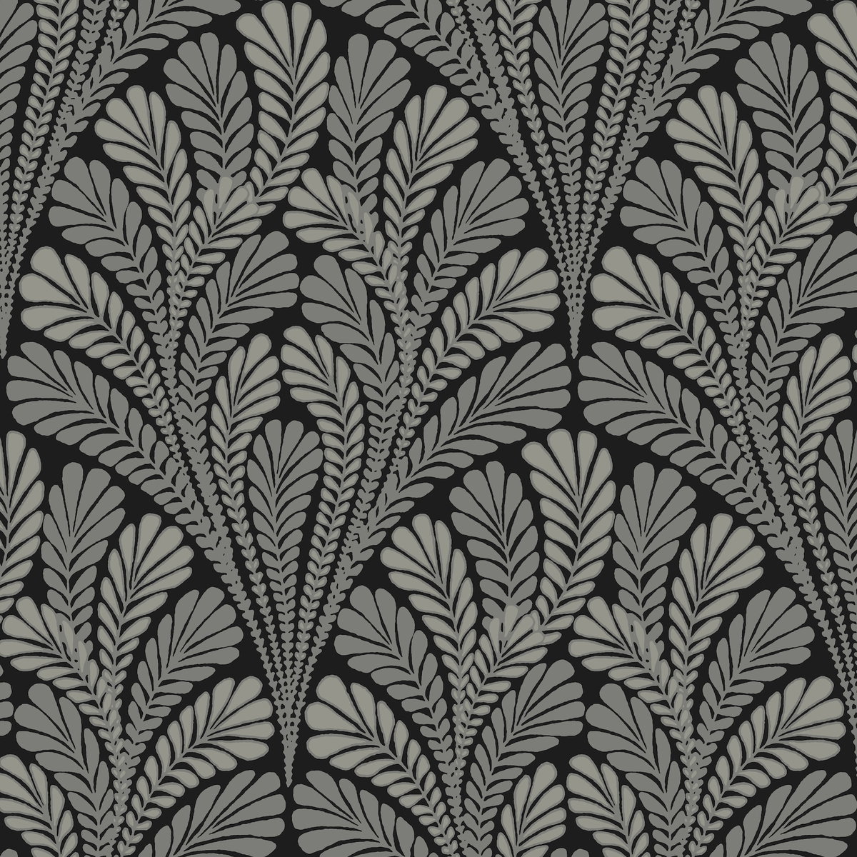 Shell Damask Black Wallpaper, by York Wall, 33' length x 1'8.5" width x 0.02" depth