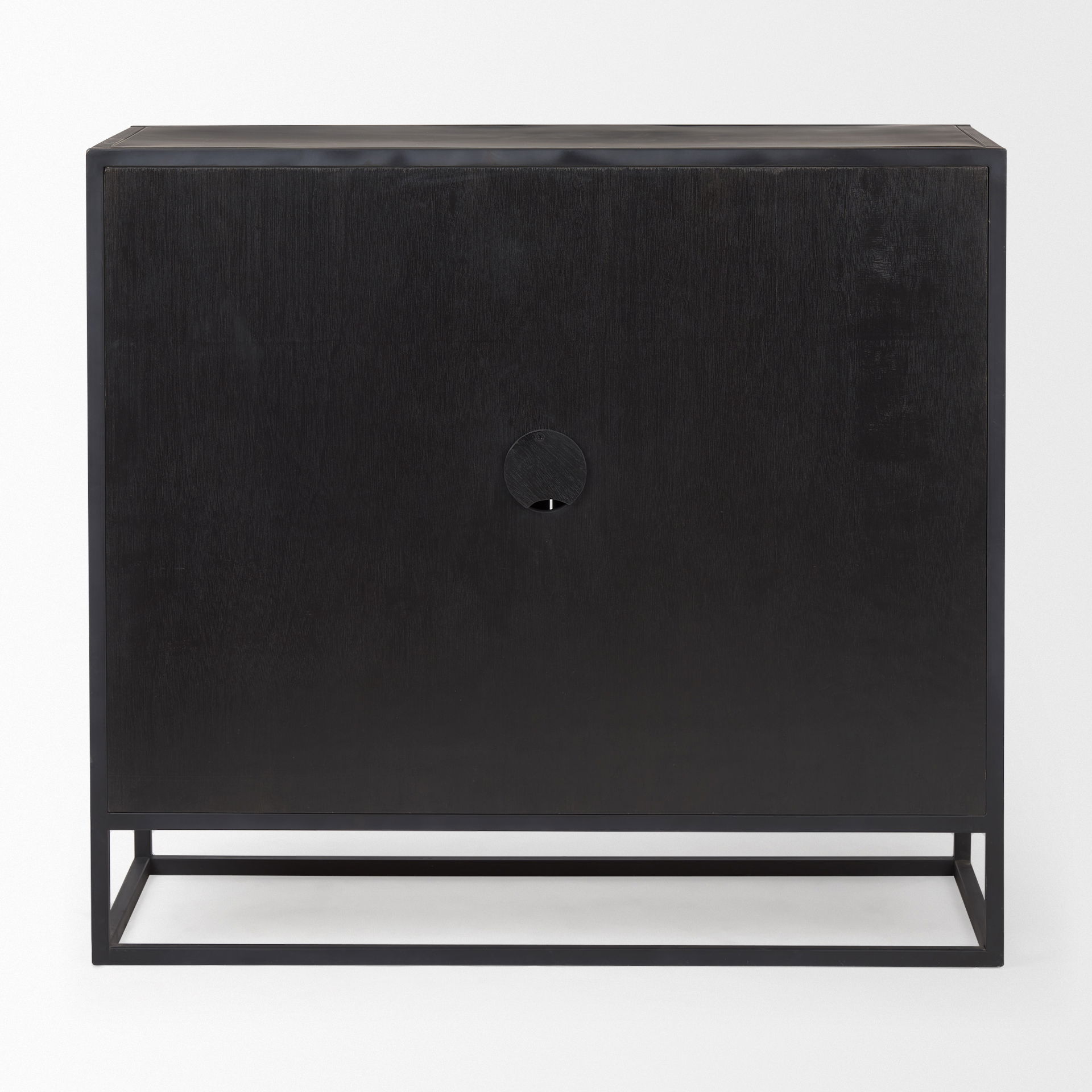 Sloan Black Wood with Black Metal Frame Accent Cabinet, Cabinets & Chest by Mercana, 40" length x 17.5" width x 36.25" height View 5