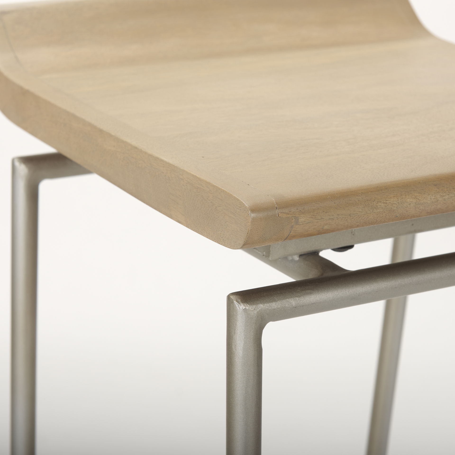 Givens 31.8'H Seat Height Brown Wood with Silver Metal Frame Barstool, Counter & Bar Stool by Mercana, 14" length x 15.8" width x 32" height View 8