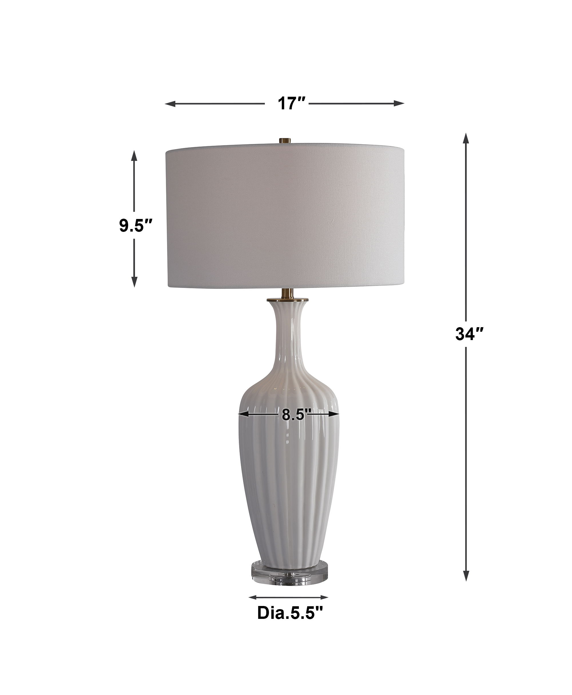 Strauss White Ceramic Table Lamp large image 