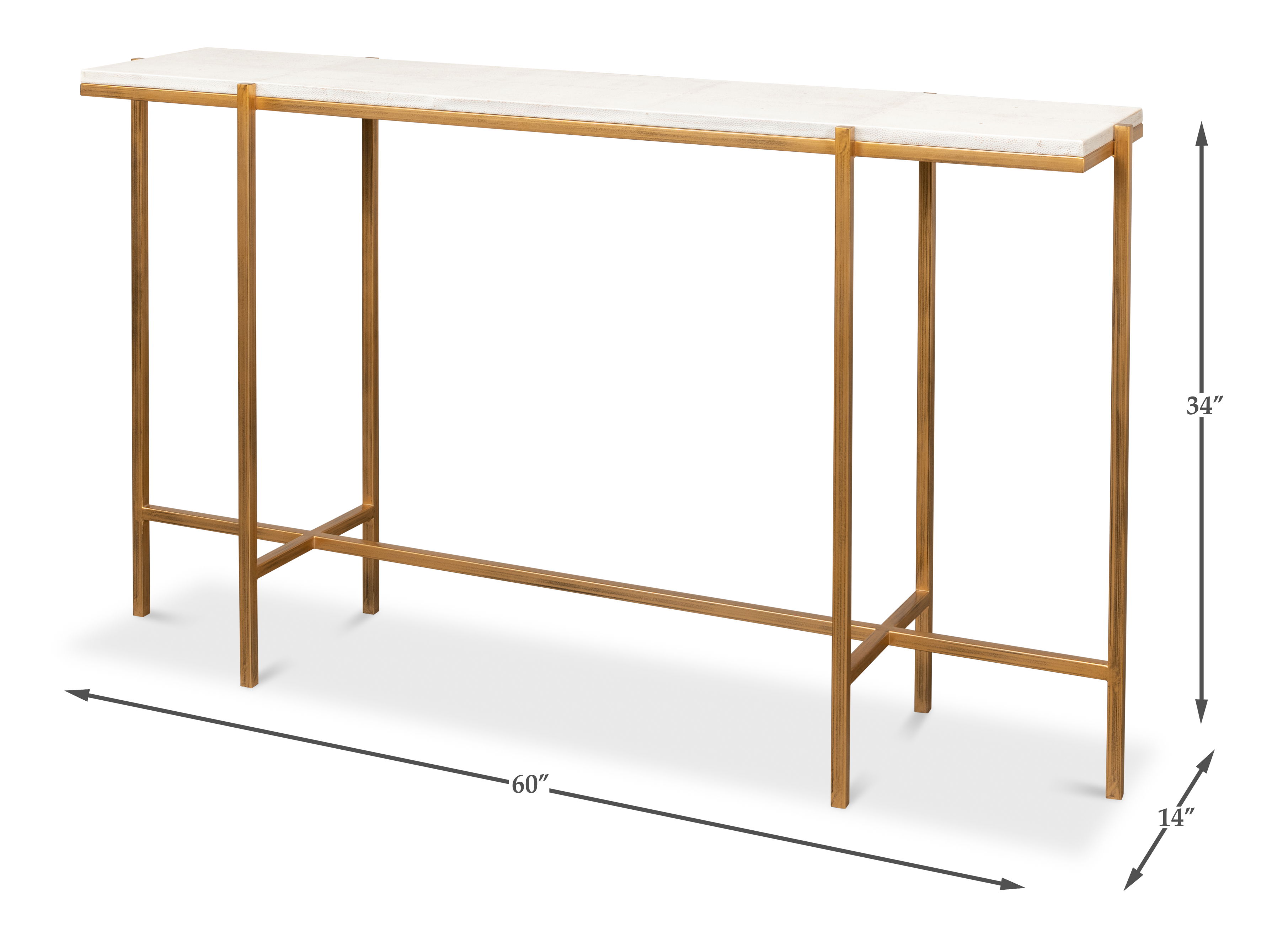 Shagreen Console Table, Osprey White, by Sarreid, 60" length x 14" width x 34" height View 13