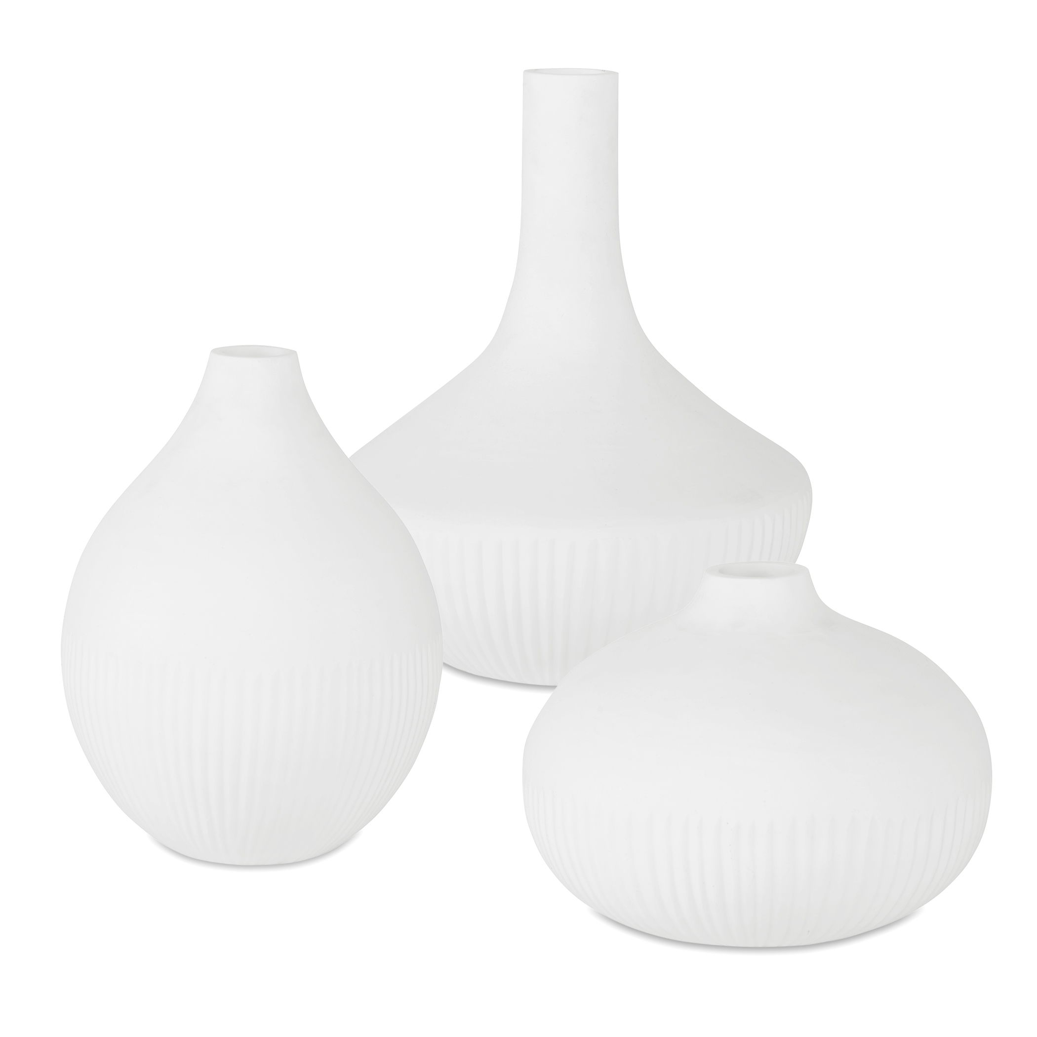 Apothecary Satin White Vases, Set/3 large image 