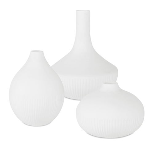 Apothecary Satin White Vases, Set/3