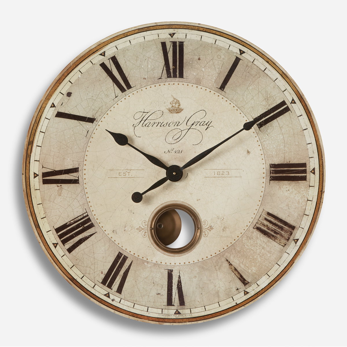 Harrison Gray 23' Clock, by Uttermost, 23" width x 23" height x 2" depth View 1