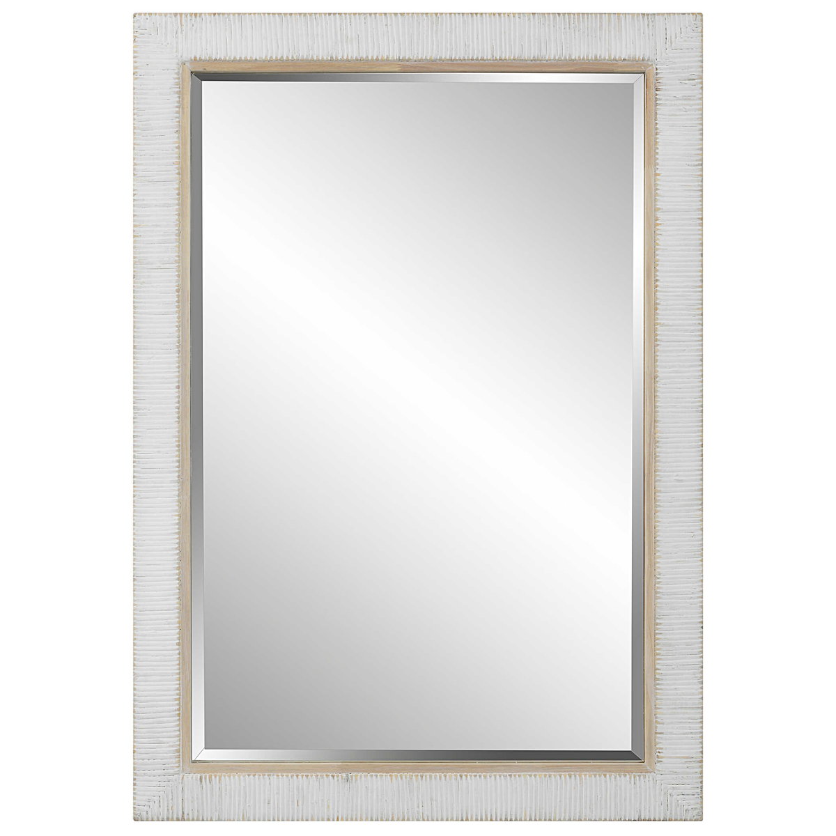 Cape Whitewashed Rattan Mirror, by Uttermost, 28.75" width x 40.87" height x 1.75" depth View 1